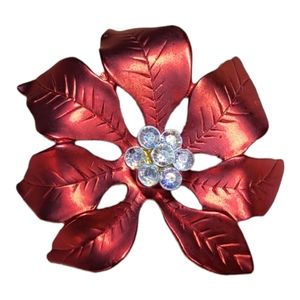 Red Christmas  Poinsettia brooch. 1.5 inch. #77